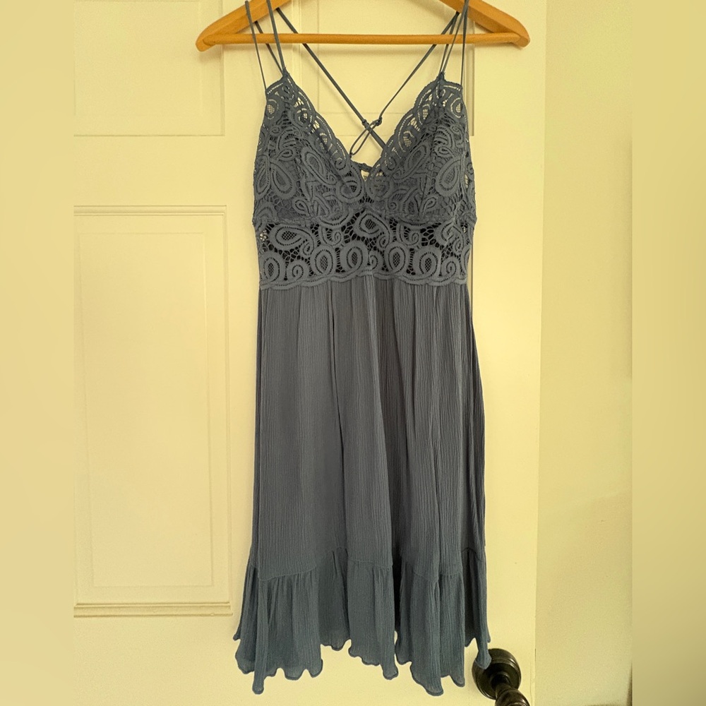 PINK Victoria's Secret Lace Maxi Dress in Slate Blue